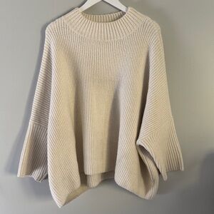 POL Chunky Crew Neck Cream Women's Sweater Large